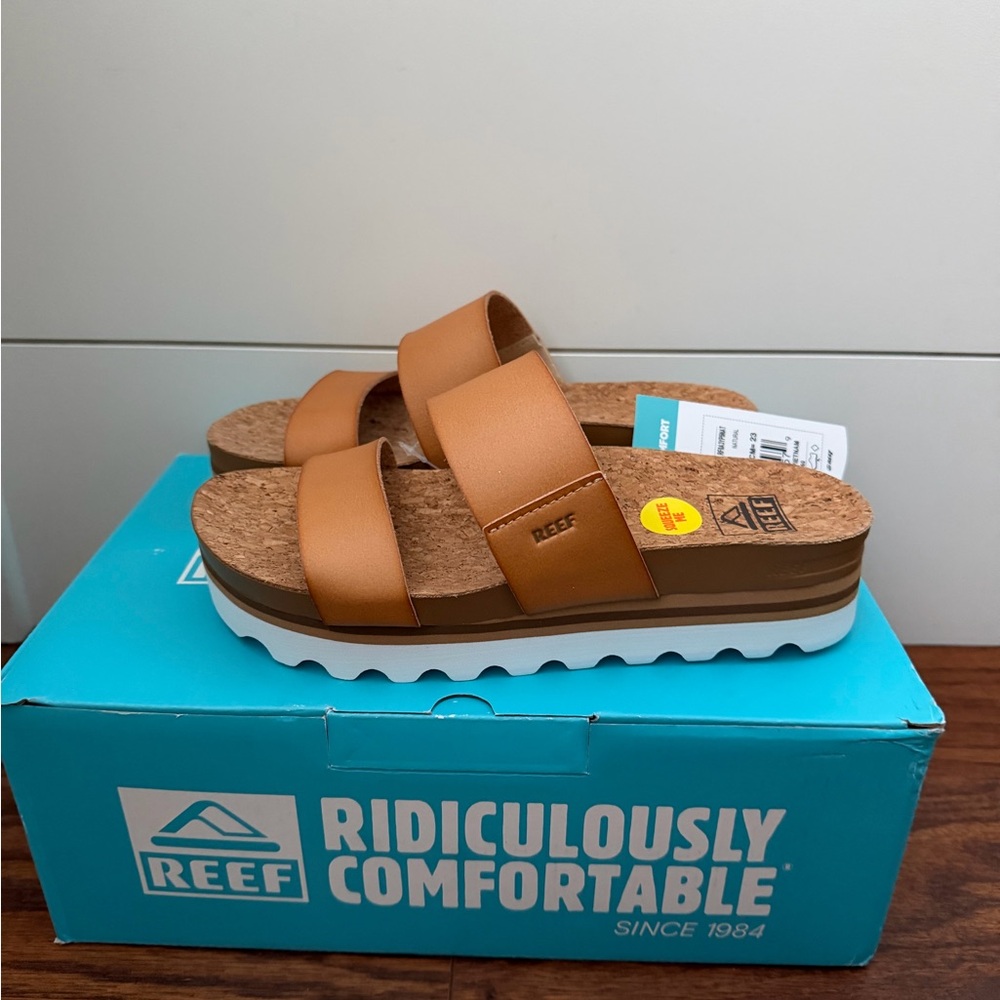Reef Brown Double Strap Platform Sandals